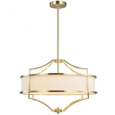 Candelabre, Lustre - Lustra suspendata din metal auriu satinat si tesatura crem Stesso M