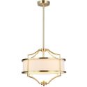 Lustra suspendata din metal auriu satinat si tesatura crem Stesso S