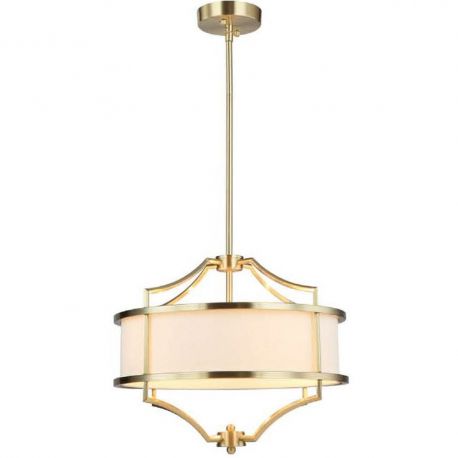 Candelabre, Lustre - Lustra suspendata din metal auriu satinat si tesatura crem Stesso S