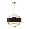 Lustra suspendata din metal auriu si tesatura neagra Stesso S