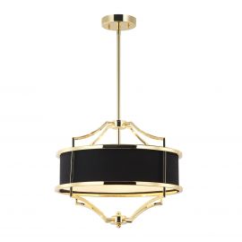 Candelabre, Lustre - Lustra suspendata din metal auriu si tesatura neagra Stesso S