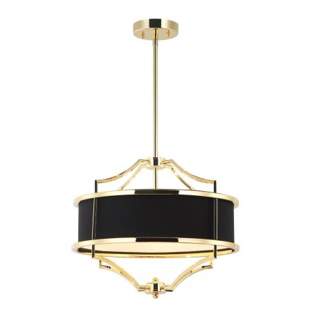 Candelabre, Lustre - Lustra suspendata din metal auriu si tesatura neagra Stesso S