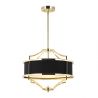 Lustra suspendata din metal auriu si tesatura neagra Stesso S
