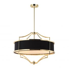 Candelabre, Lustre - Lustra suspendata din metal auriu si tesatura neagra Stesso M