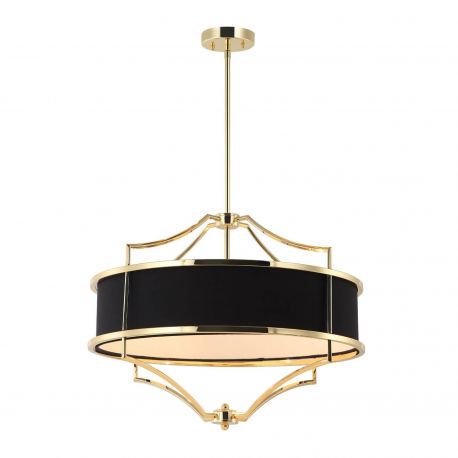 Candelabre, Lustre - Lustra suspendata din metal auriu si tesatura neagra Stesso M
