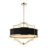 Lustra suspendata din metal auriu si tesatura neagra Stesso M