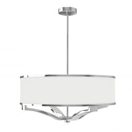 Candelabre, Lustre - Lustra din metal cromat si tesatura alb crem Gerdo