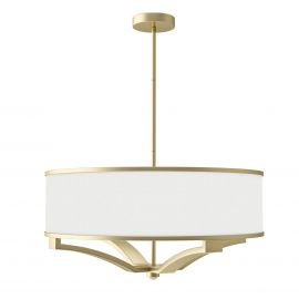 Candelabre, Lustre - Lustra din metal auriu satinat si tesatura alb crem Gerdo