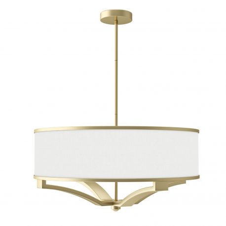 Candelabre, Lustre - Lustra din metal auriu satinat si tesatura alb crem Gerdo