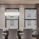Candelabre, Lustre - Lustra din metal crom si tesatura alb crem Gerdo Oval