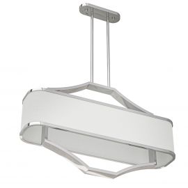 Candelabre, Lustre - Lustra din metal crom si tesatura alb crem Gerdo Oval