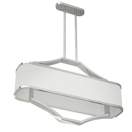 Candelabre, Lustre - Lustra din metal crom si tesatura alb crem Gerdo Oval