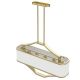 Candelabre, Lustre - Lustra din metal auriu satinat si tesatura alb crem Gerdo Oval