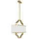 Candelabre, Lustre - Lustra din metal auriu satinat si tesatura alb crem Gerdo Oval