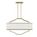 Lustra din metal auriu satinat si tesatura alb crem Gerdo Oval