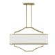 Lustra din metal auriu satinat si tesatura alb crem Gerdo Oval