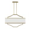 Lustra din metal auriu satinat si tesatura alb crem Gerdo Oval