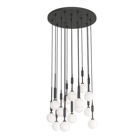 Pendule, Lustre suspendate - Lustra cu 16 pendule pentru tavane inalte, hol, casa scarii Ero XVI Negru 60