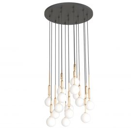 Pendule, Lustre suspendate - Lustra cu 16 pendule pentru tavane inalte, hol, casa scarii Ero XVI Auriu 60