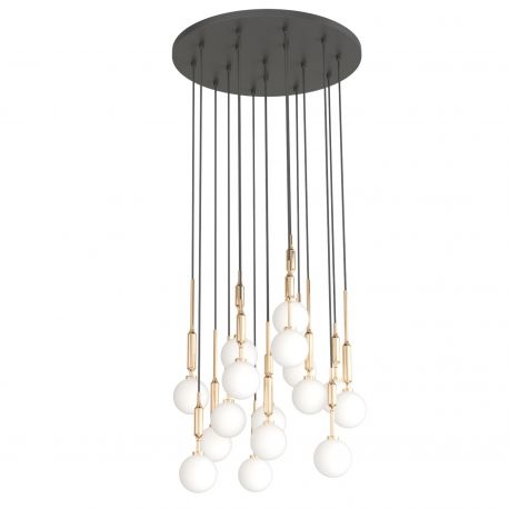 Pendule, Lustre suspendate - Lustra cu 16 pendule pentru tavane inalte, hol, casa scarii Ero XVI Auriu 60
