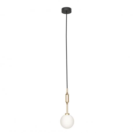 Pendule, Lustre suspendate - Pendul suspendat din metal auriu 33cm si glob sticla Ero I