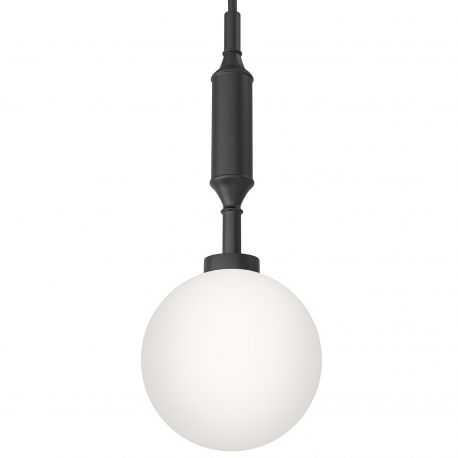Pendule, Lustre suspendate - Pendul suspendat din metal negru 31cm si glob sticla Ero I
