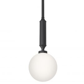 Pendule, Lustre suspendate - Pendul suspendat din metal negru 43cm si glob sticla Ero I