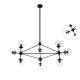 Pendule, Lustre suspendate - Lustra neagra cu 10 surse de lumina, globuri de sticla transparenta Bao