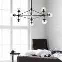 Lustra neagra cu 10 surse de lumina, globuri de sticla transparenta Bao