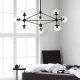 Lustra neagra cu 10 surse de lumina, globuri de sticla transparenta Bao