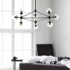 Lustra neagra cu 10 surse de lumina, globuri de sticla transparenta Bao