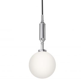 Pendule, Lustre suspendate - Pendul suspendat din metal crom 31cm si glob sticla Ero I