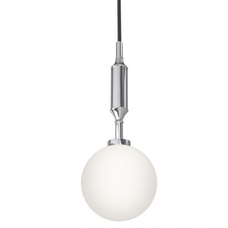 Pendule, Lustre suspendate - Pendul suspendat din metal crom 31cm si glob sticla Ero I