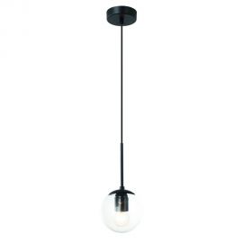 Pendule, Lustre suspendate - Lustra, Pendul negru cu glob de sticla transparenta Bao