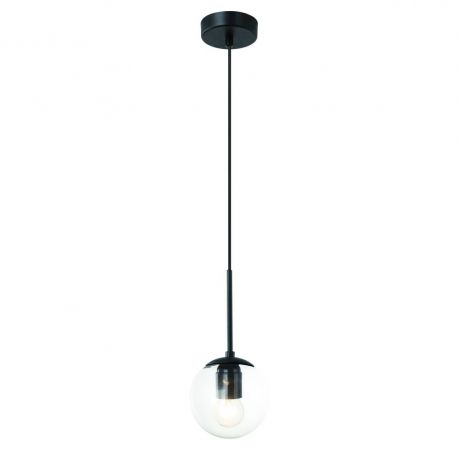 Pendule, Lustre suspendate - Lustra, Pendul negru cu glob de sticla transparenta Bao