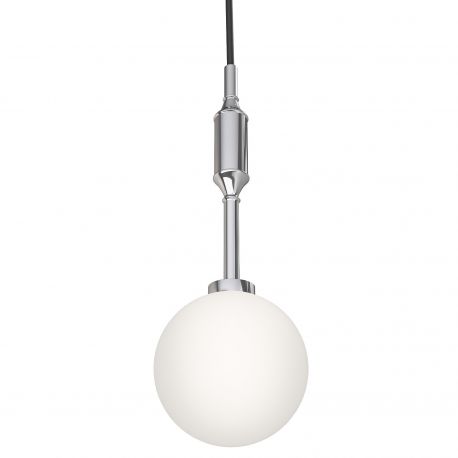 Pendule, Lustre suspendate - Pendul suspendat din metal crom 33cm si glob sticla Ero I