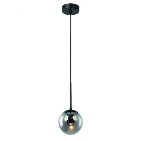 Pendule, Lustre suspendate - Lustra, Pendul negru cu glob de sticla fumurie Bao