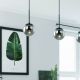 Pendule, Lustre suspendate - Lustra, Pendul negru cu glob de sticla fumurie Bao