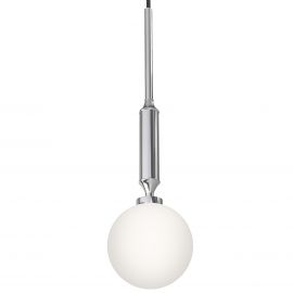 Pendule, Lustre suspendate - Pendul suspendat din metal crom 43cm si glob sticla Ero I