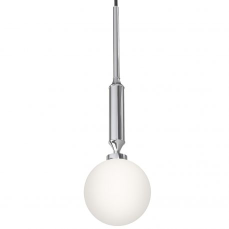 Pendule, Lustre suspendate - Pendul suspendat din metal crom 43cm si glob sticla Ero I