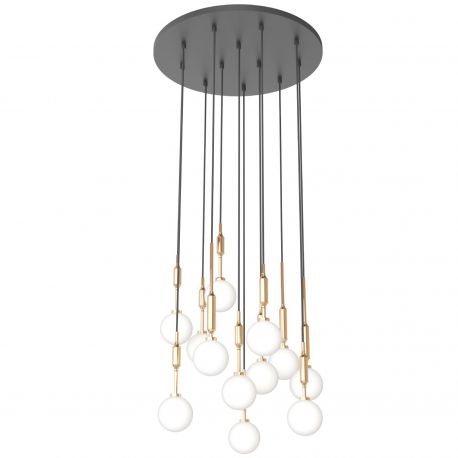 Pendule, Lustre suspendate - Lustra cu 12 pendule pentru tavane inalte, hol, casa scarii Ero XII aurie 60