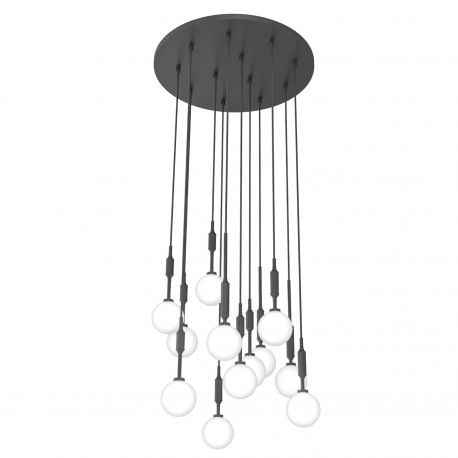 Pendule, Lustre suspendate - Lustra cu 12 pendule pentru tavane inalte, hol, casa scarii Ero XII neagra 60
