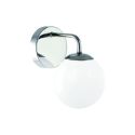 Aplica de perete baie, metal cromat cu glob de sticla alba Bao IP44