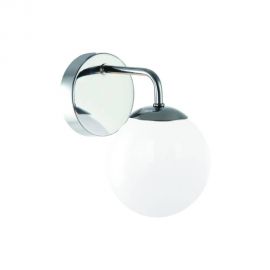 Iluminat pentru baie - Aplica de perete baie, metal cromat cu glob de sticla alba Bao IP44