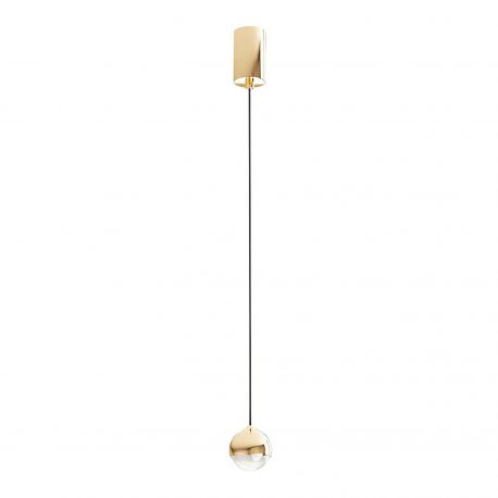 Pendule, Lustre suspendate - Pendul LED din metal auriu cu sticla Bolicina