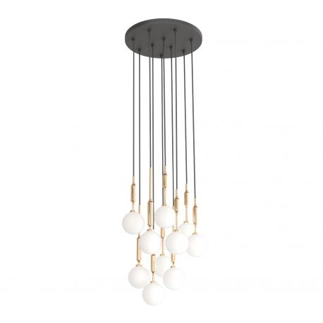 Pendule, Lustre suspendate - Lustra cu 10 pendule pentru tavane inalte, hol, casa scarii Ero X auriu 40