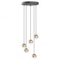 Lustra cu 5 pendule LED din metal auriu cu sticla Bolicina