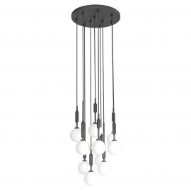 Lustra cu 10 pendule pentru tavane inalte, hol, casa scarii Ero X negru 40