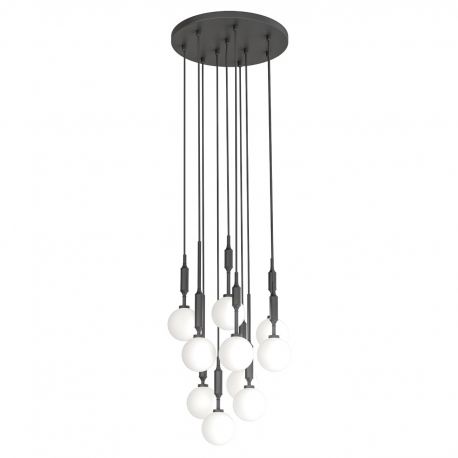 Pendule, Lustre suspendate - Lustra cu 10 pendule pentru tavane inalte, hol, casa scarii Ero X negru 40