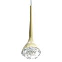 Pendul LED auriu satinat cu cristal de sticla Crima